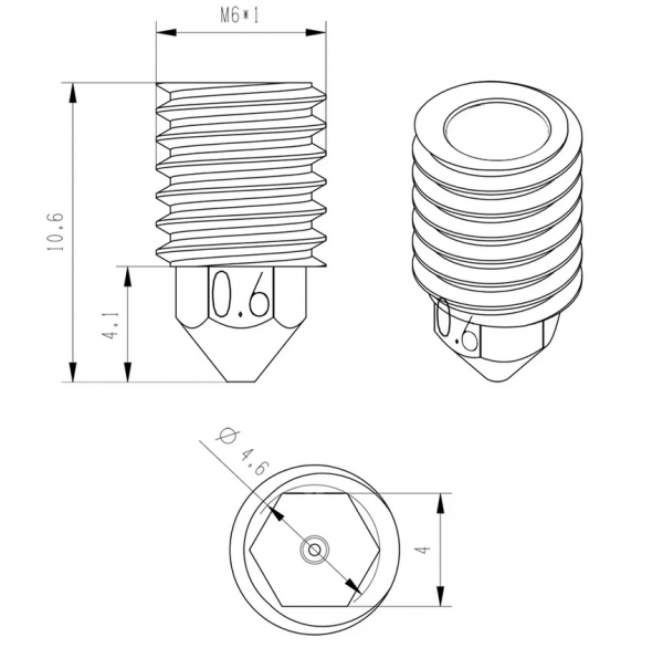 Stahl BambuLab P1S Düse 0,4 hoher Durchfluss